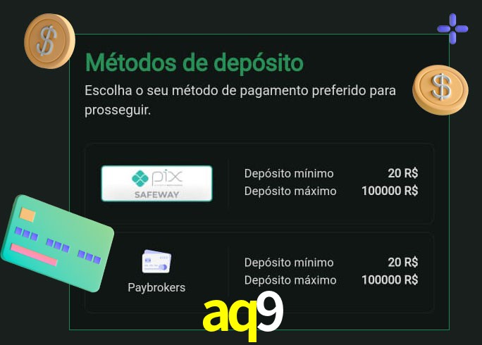 O cassino aq9 oferece uma grande variedade de métodos de pagamento